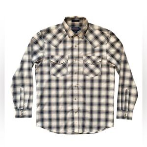 Pendleton Men’s Western Shirt Medium Frontier Dobby Ombre Plaid Snap